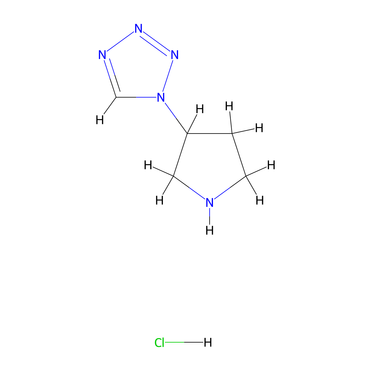 1-(pyrrolidin-3-yl)-1H-1,2,3,4-tetrazole hydrochloride molecular structure, CAS 156113-71-2