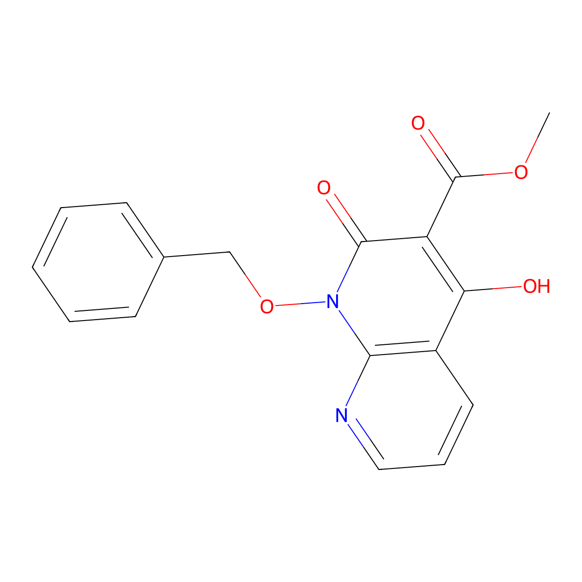 Methyl 1-(benzyloxy)-4-hydroxy-2-oxo-1,2-dihydro-1,8-naphthyridine-3-carboxylate molecular structure, CAS 1561139-54-5