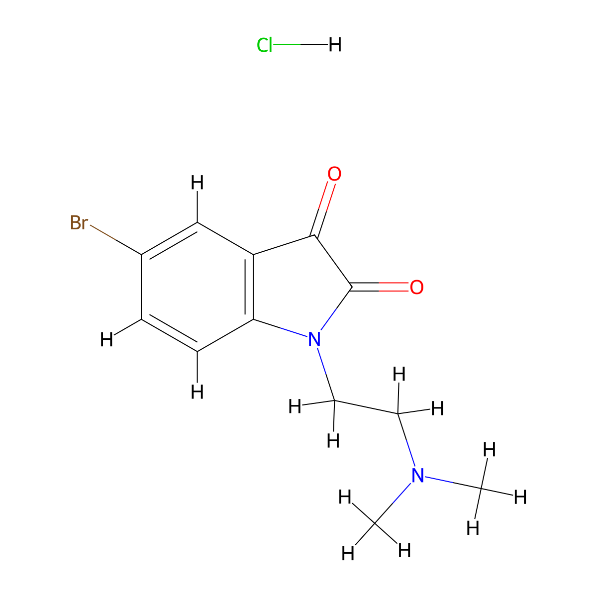 5-bromo-1-(2-(dimethylamino)ethyl)-2,3-dihydro-1H-indole-2,3-dione hydrochloride molecular structure, CAS 156120-10-4
