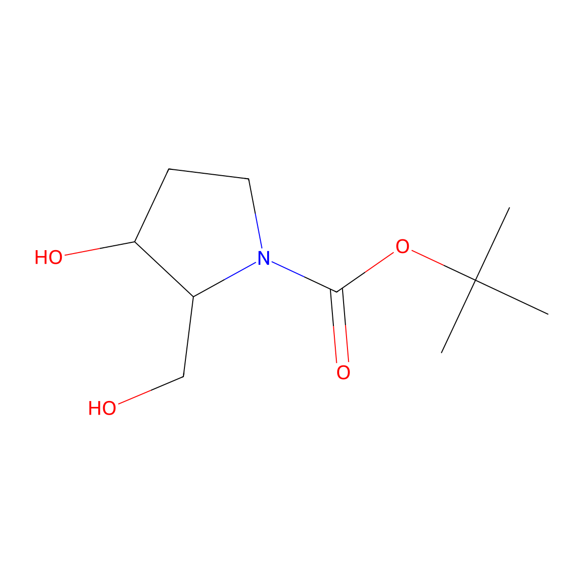 tert-butyl (2R,3S)-3-hydroxy-2-(hydroxymethyl)pyrrolidine-1-carboxylate molecular structure, CAS 156129-72-5