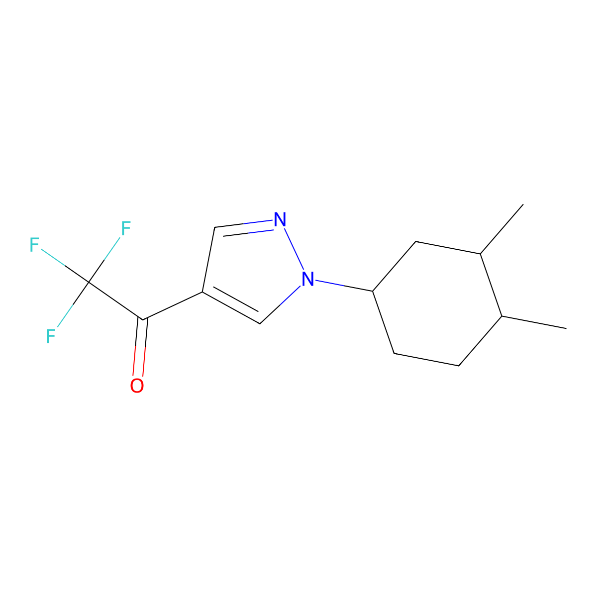 1-[1-(3,4-dimethylcyclohexyl)-1H-pyrazol-4-yl]-2,2,2-trifluoroethan-1-one molecular structure, CAS 1561292-93-0