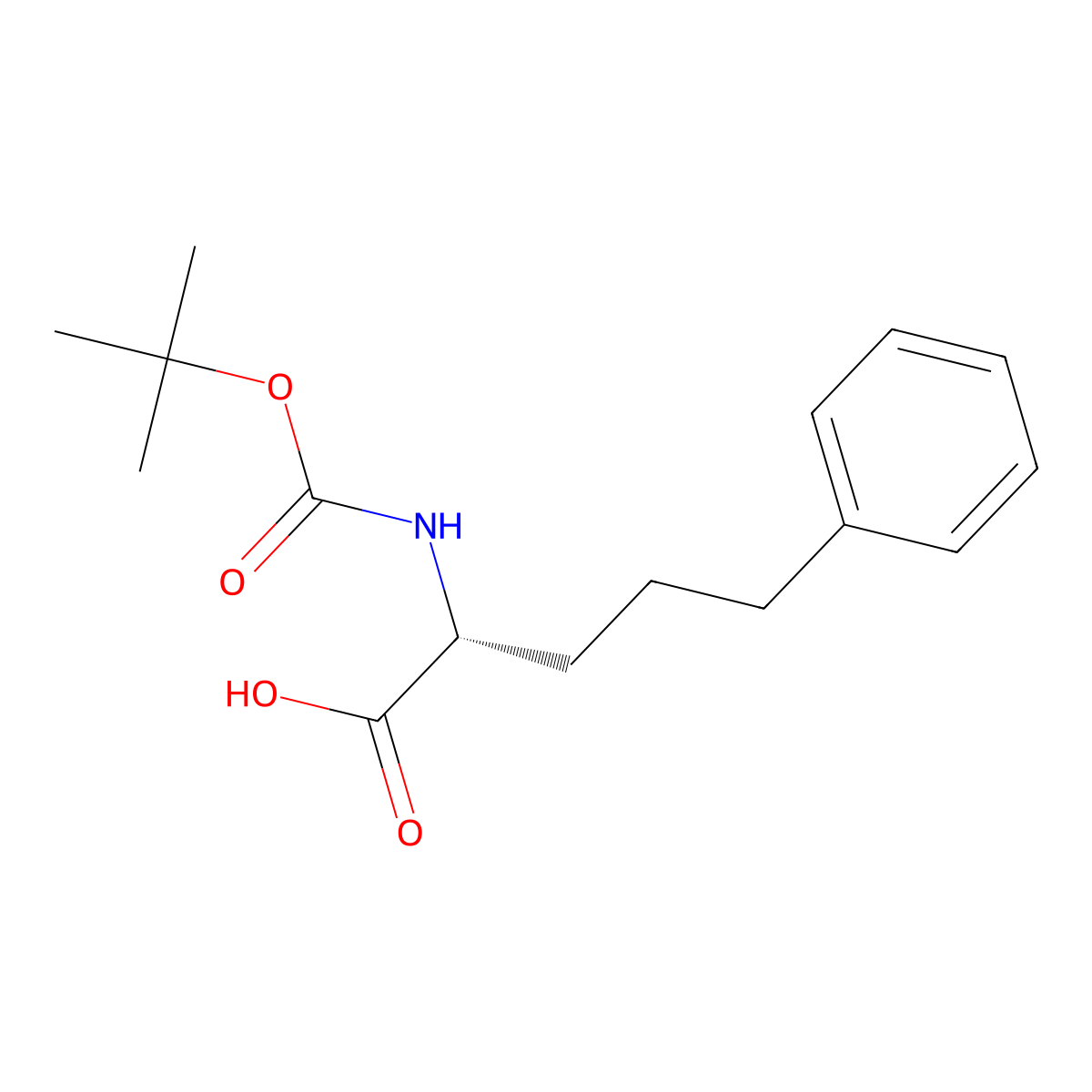 (R)-2-((tert-Butoxycarbonyl)amino)-5-phenylpentanoic acid molecular structure, CAS 156130-68-6