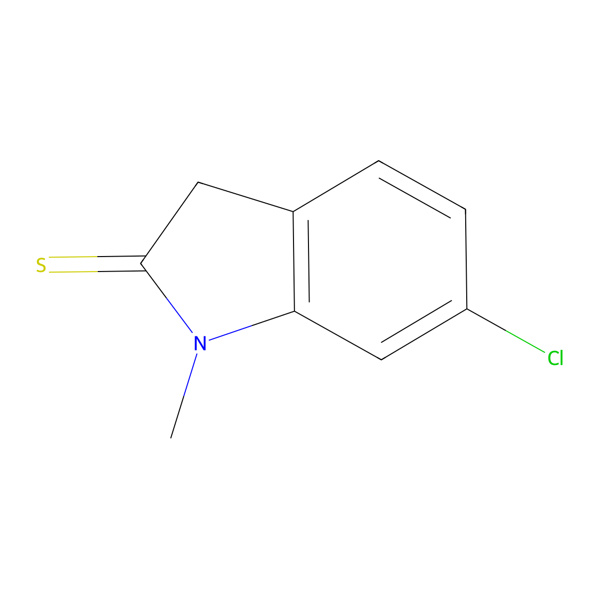 6-chloro-1-methyl-2,3-dihydro-1H-indole-2-thione molecular structure, CAS 156136-70-8