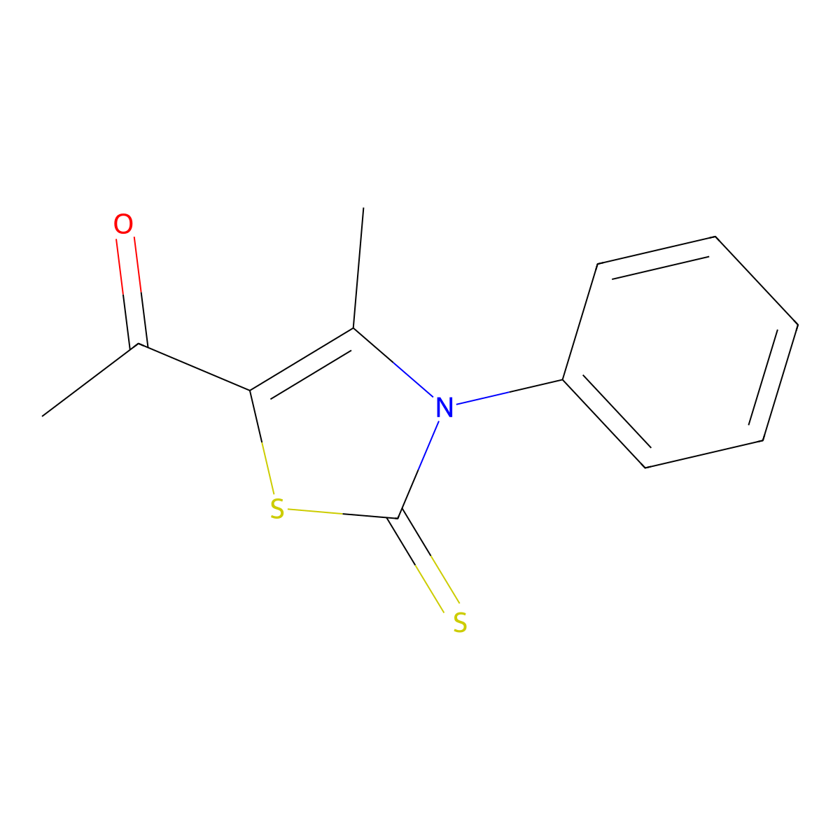 1-(4-Methyl-3-phenyl-2-thioxo-2,3-dihydro-1,3-thiazol-5-yl)ethanone molecular structure, CAS 156139-61-6