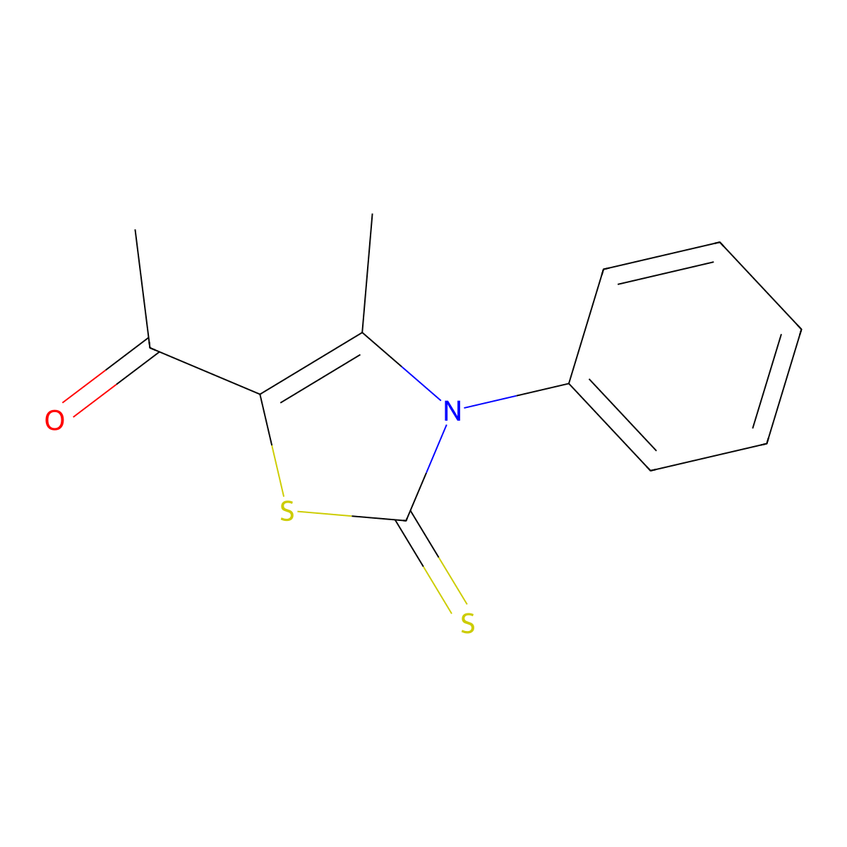 1-(4-Methyl-3-phenyl-2-thioxo-2,3-dihydro-1,3-thiazol-5-yl)ethanone molecular structure, CAS 156139-61-6
