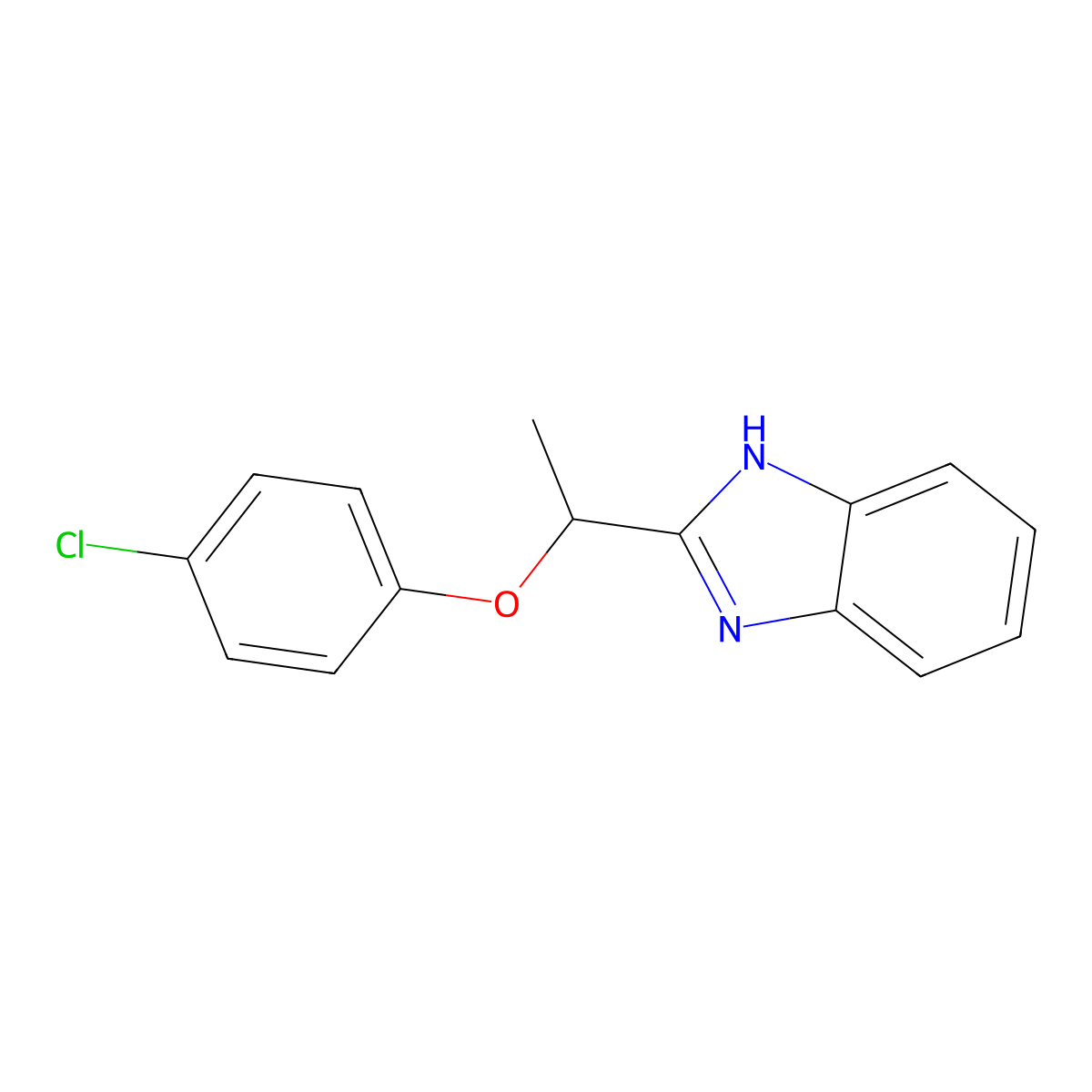 2-[1-(4-chlorophenoxy)ethyl]-1H-benzimidazole molecular structure, CAS 156142-51-7
