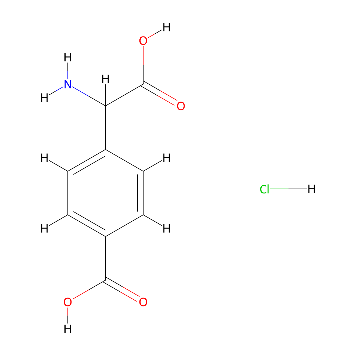 4-[Amino(carboxy)methyl]benzoic acid hydrochloride molecular structure, CAS 156143-79-2