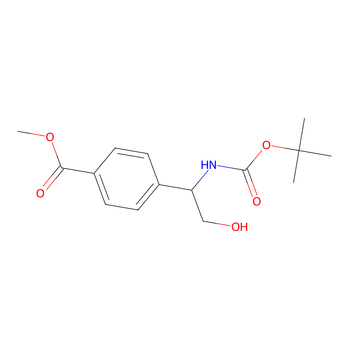 Methyl 4-(1-{[(tert-butoxy)carbonyl]amino}-2-hydroxyethyl)benzoate molecular structure, CAS 156143-81-6