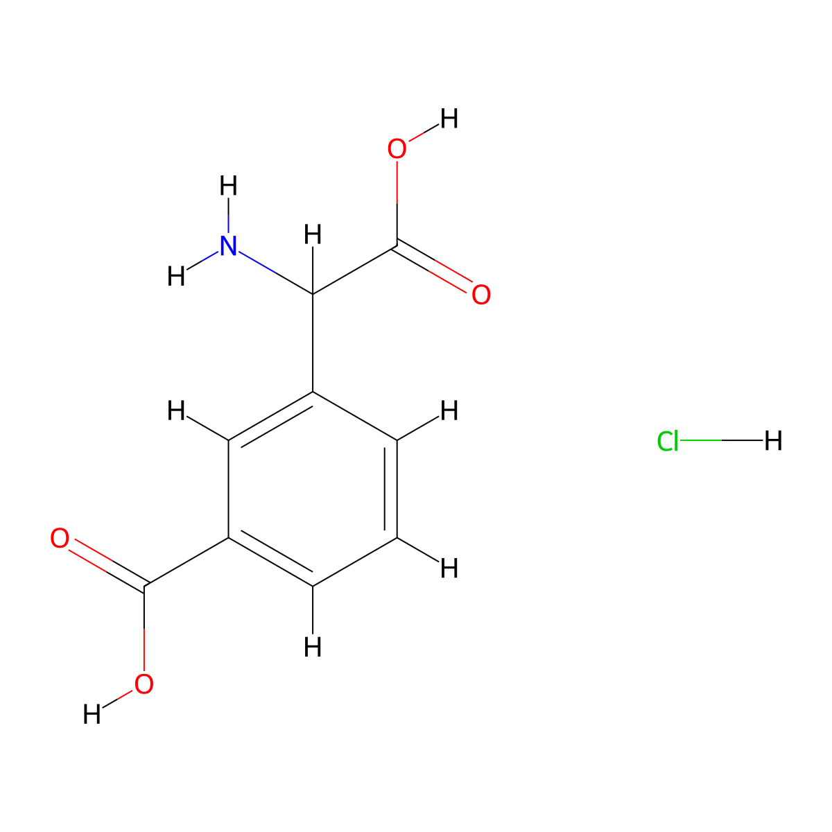 3-(Amino(carboxy)methyl)benzoic acid hydrochloride molecular structure, CAS 156143-87-2