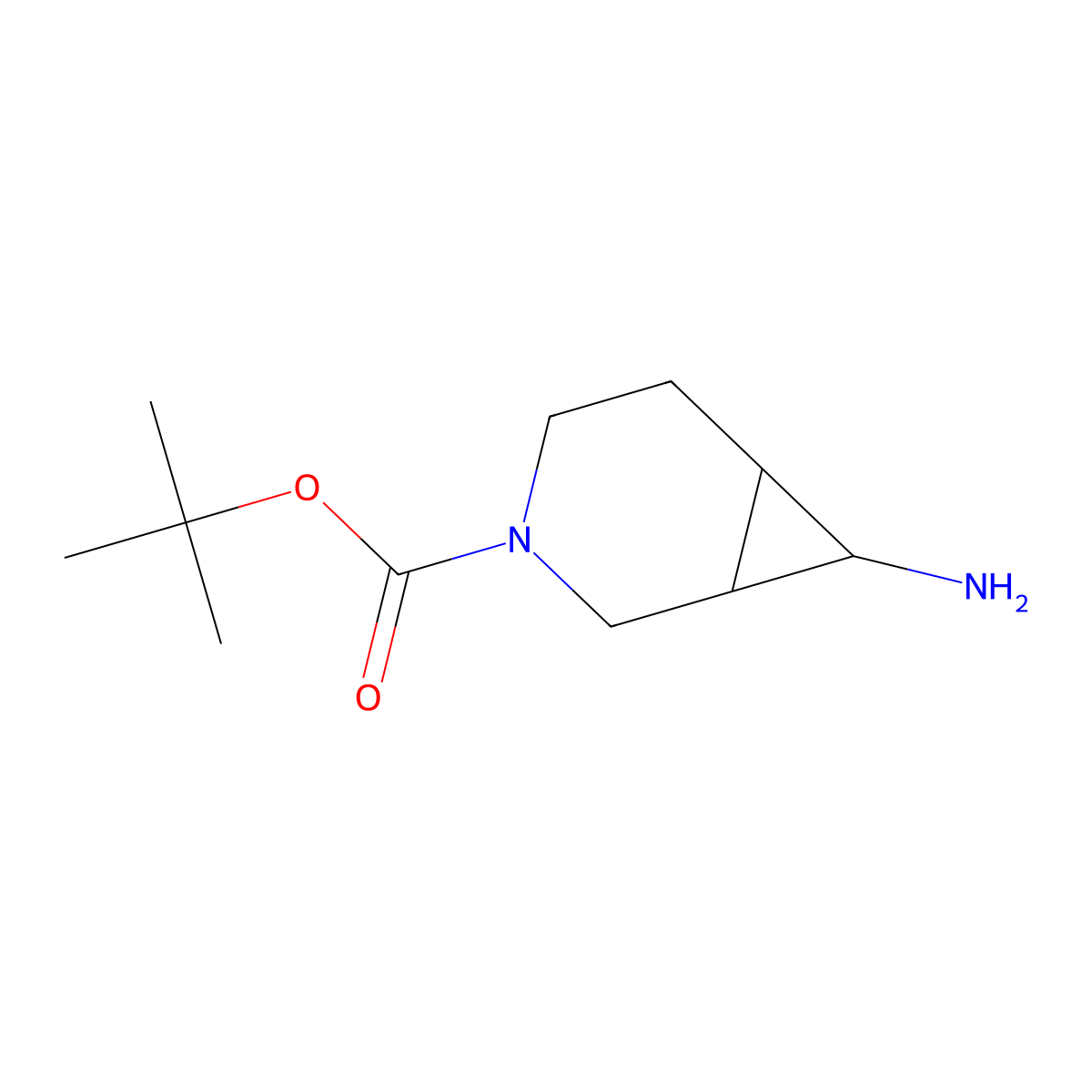 Tert-butyl 7-amino-3-azabicyclo[4.1.0]heptane-3-carboxylate molecular structure, CAS 1561507-11-6