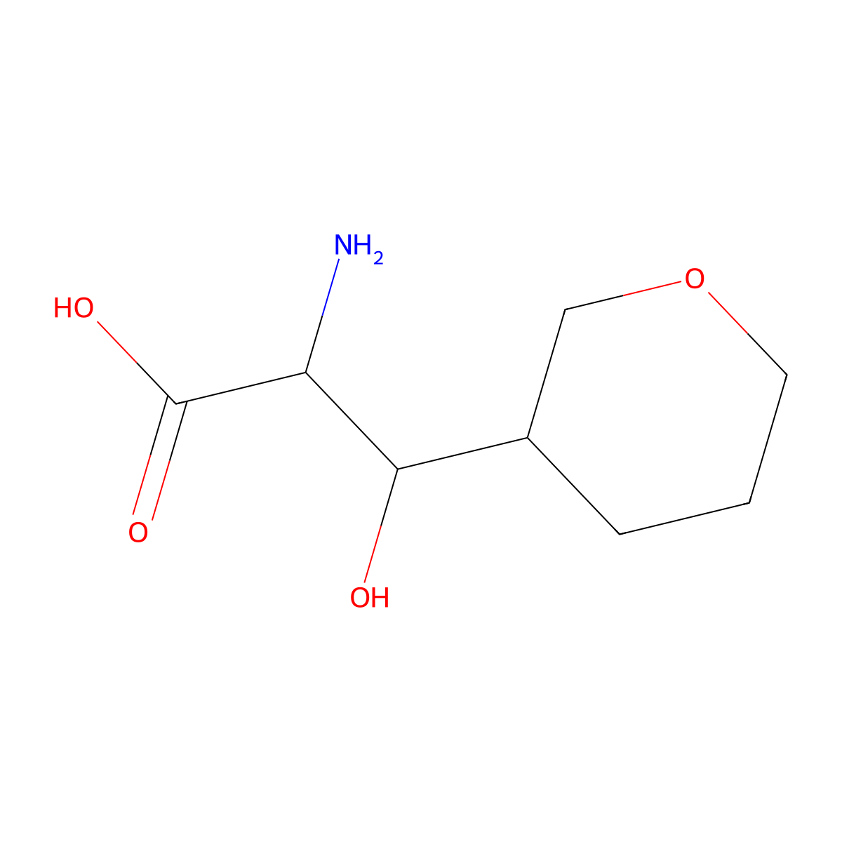 2-Amino-3-hydroxy-3-(oxan-3-yl)propanoic acid molecular structure, CAS 1561520-81-7