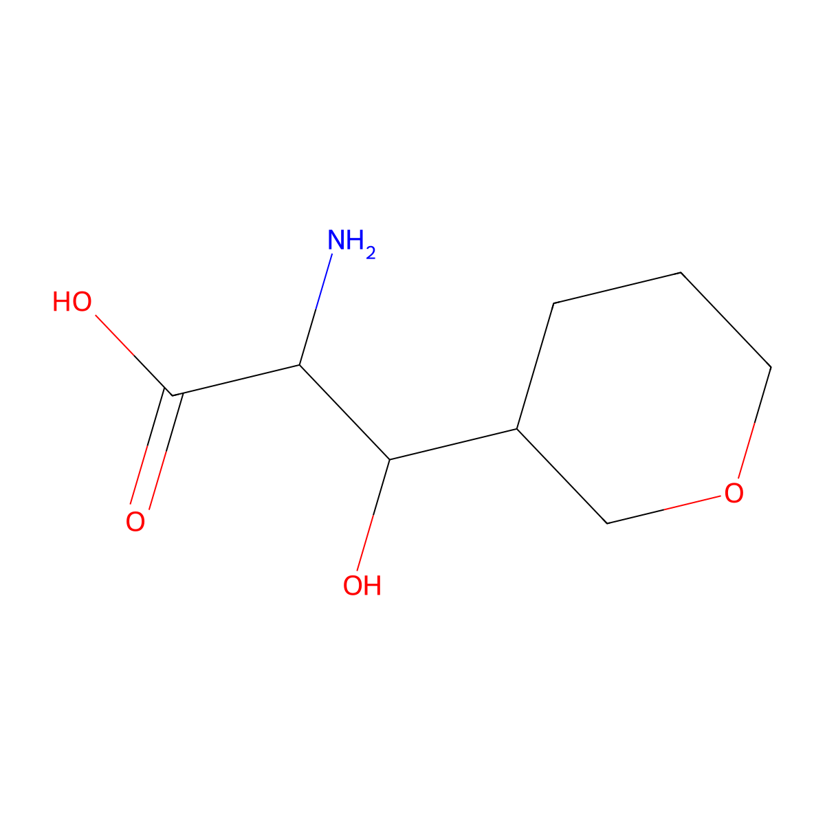 2-Amino-3-hydroxy-3-(oxan-3-yl)propanoic acid molecular structure, CAS 1561520-81-7