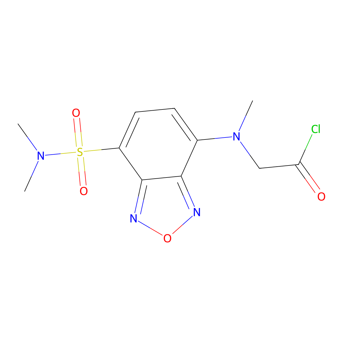 4-(N-Chloroformylmethyl-N-methyl)amino-7-N,N-dimethylaminosulfonyl-2,1,3-benzoxadiazole molecular structure, CAS 156153-43-4