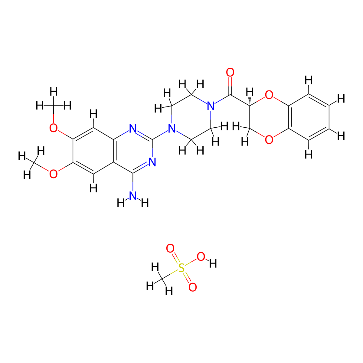 Doxazosin methanesulfonate, (S)- molecular structure, CAS 156154-10-8