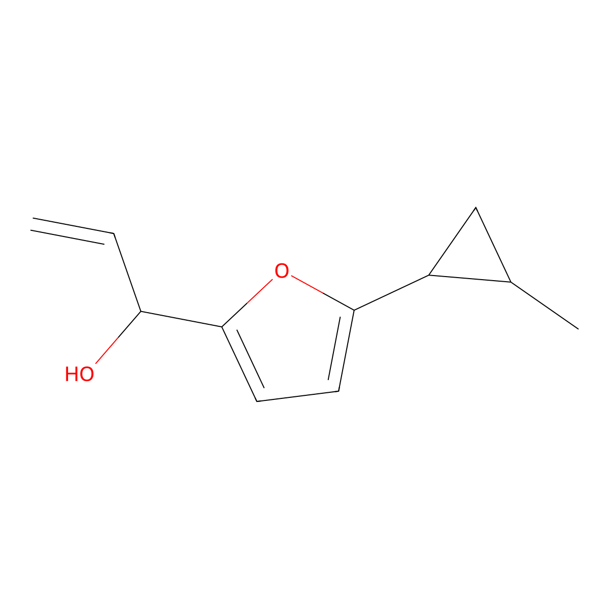 1-(5-(2-Methylcyclopropyl)furan-2-yl)prop-2-en-1-ol molecular structure, CAS 1561566-58-2