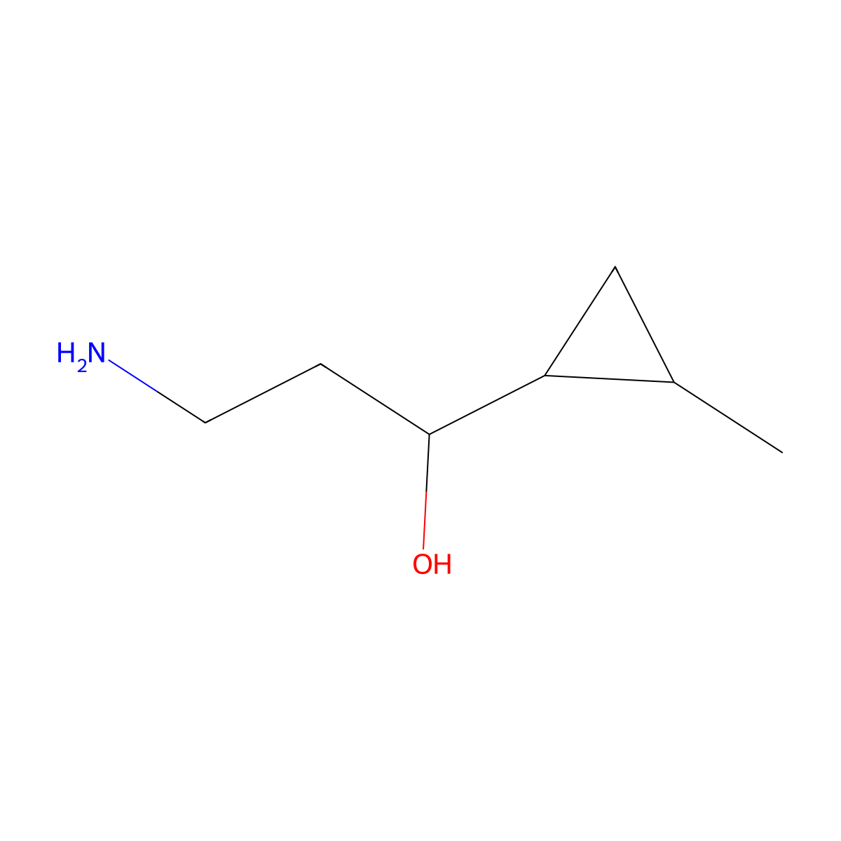 3-Amino-1-(2-methylcyclopropyl)propan-1-ol molecular structure, CAS 1561605-06-8