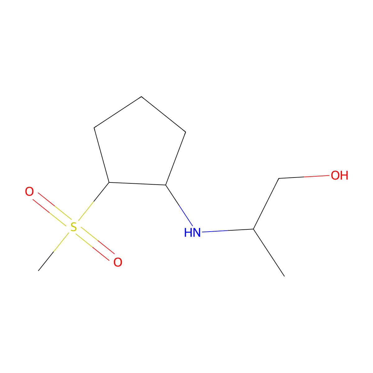 2-[(2-Methanesulfonylcyclopentyl)amino]propan-1-ol molecular structure, CAS 1561675-31-7