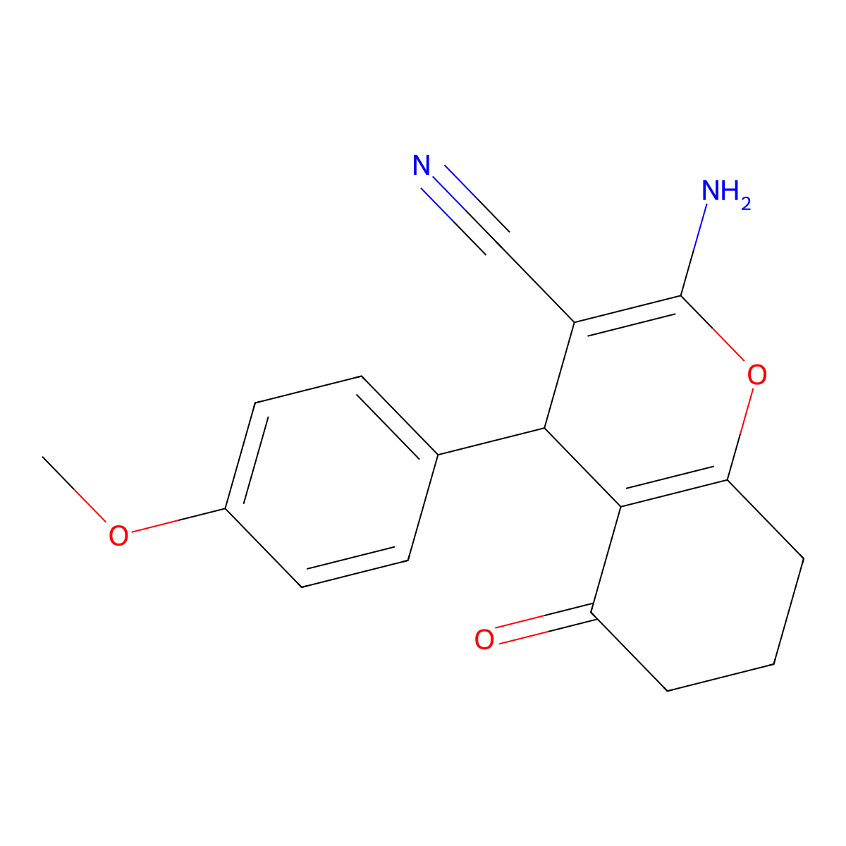 2-amino-4-(4-methoxyphenyl)-5-oxo-5,6,7,8-tetrahydro-4H-chromene-3-carbonitrile molecular structure, CAS 156176-88-4