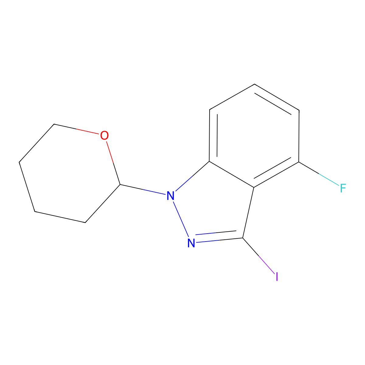 4-fluoro-3-iodo-1-(tetrahydro-2H-pyran-2-yl)-1H-indazole molecular structure, CAS 1561772-33-5