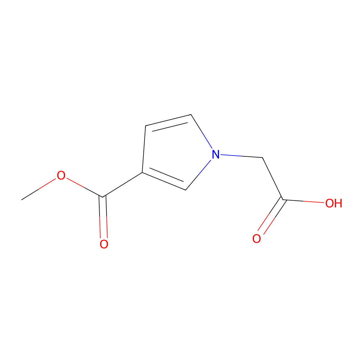 2-(3-(methoxycarbonyl)-1H-pyrrol-1-yl)acetic acid molecular structure, CAS 1561780-39-9