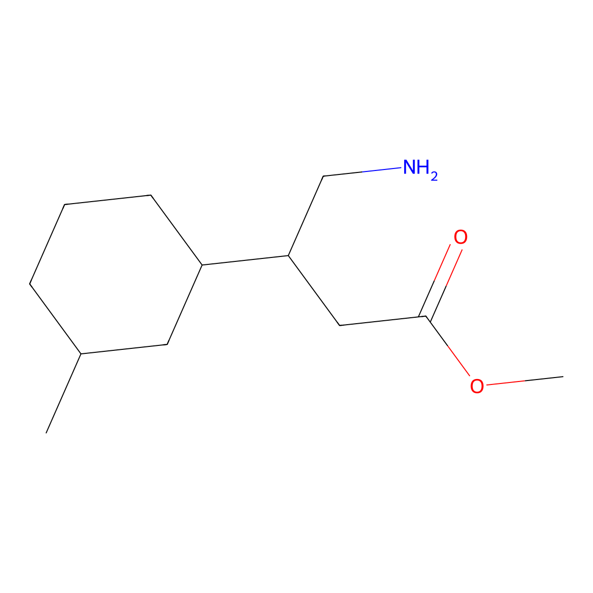 Methyl 4-amino-3-(3-methylcyclohexyl)butanoate molecular structure, CAS 1561825-38-4