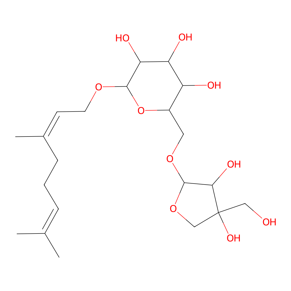 Geranyl 6-O-beta-D-apiofuranosyl-beta-D-glucopyranoside molecular structure, CAS 156196-85-9