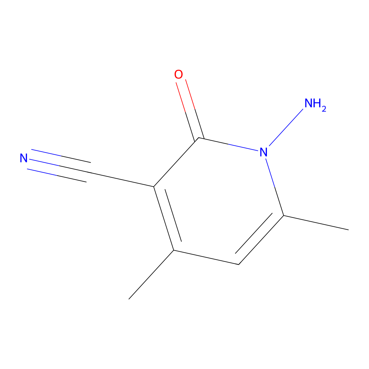1-Amino-4,6-dimethyl-2-oxo-1,2-dihydropyridine-3-carbonitrile molecular structure, CAS 1562-12-5
