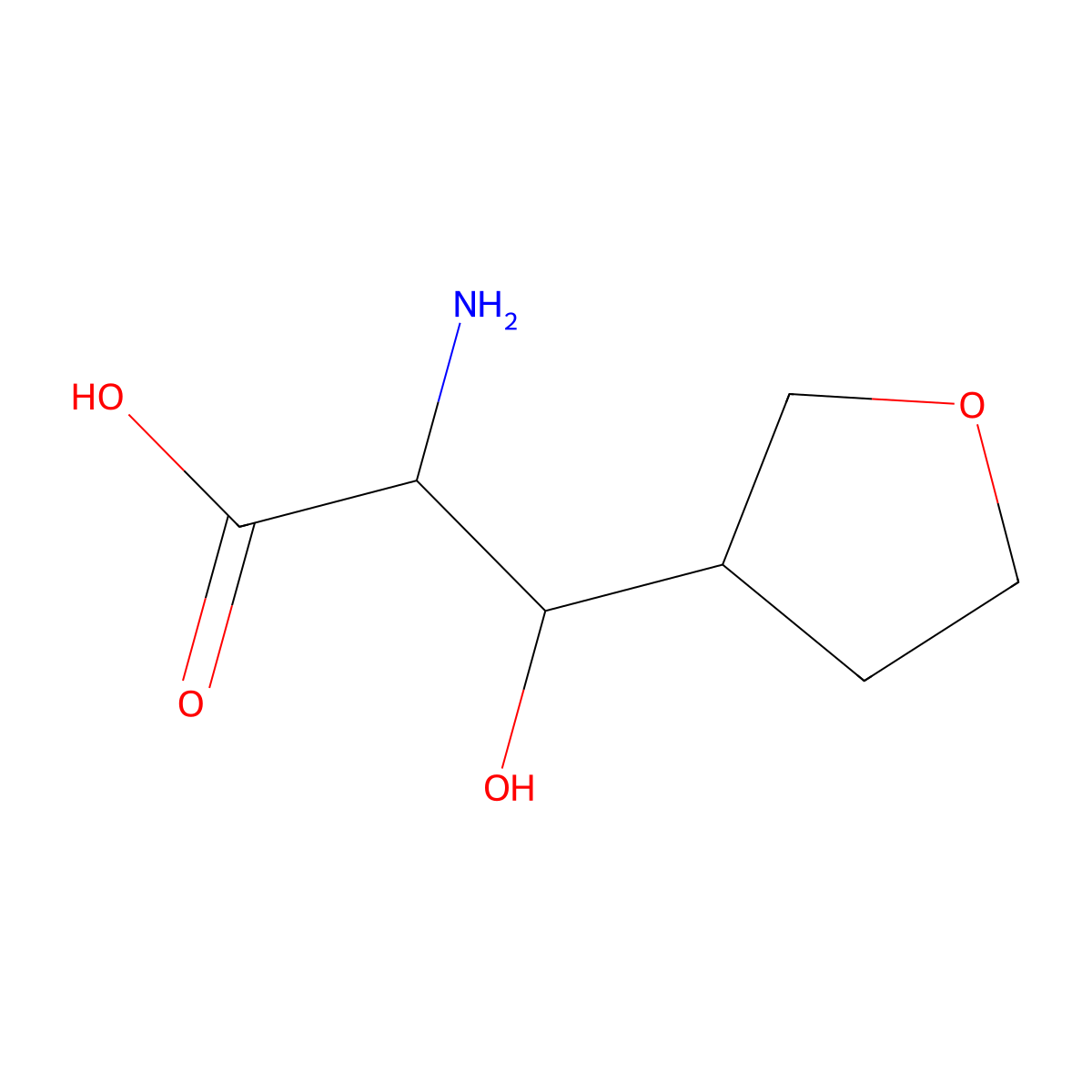 2-Amino-3-hydroxy-3-(tetrahydrofuran-3-yl)propanoic acid molecular structure, CAS 1562065-47-7
