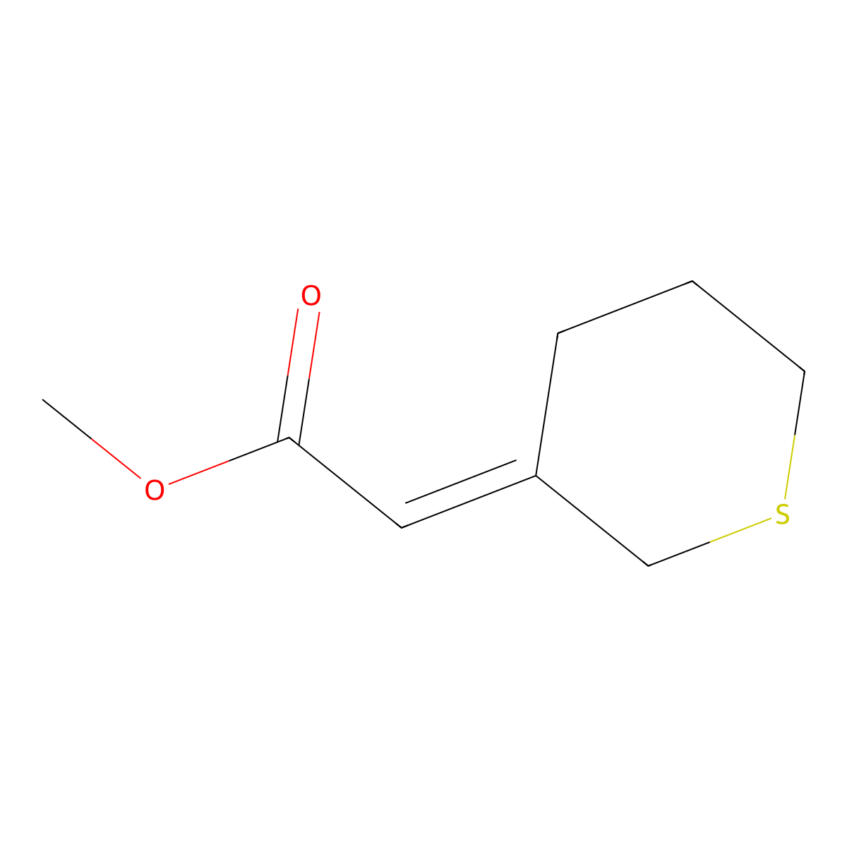 Methyl 2-(dihydro-2H-thiopyran-3(4H)-ylidene)acetate molecular structure, CAS 1562120-35-7