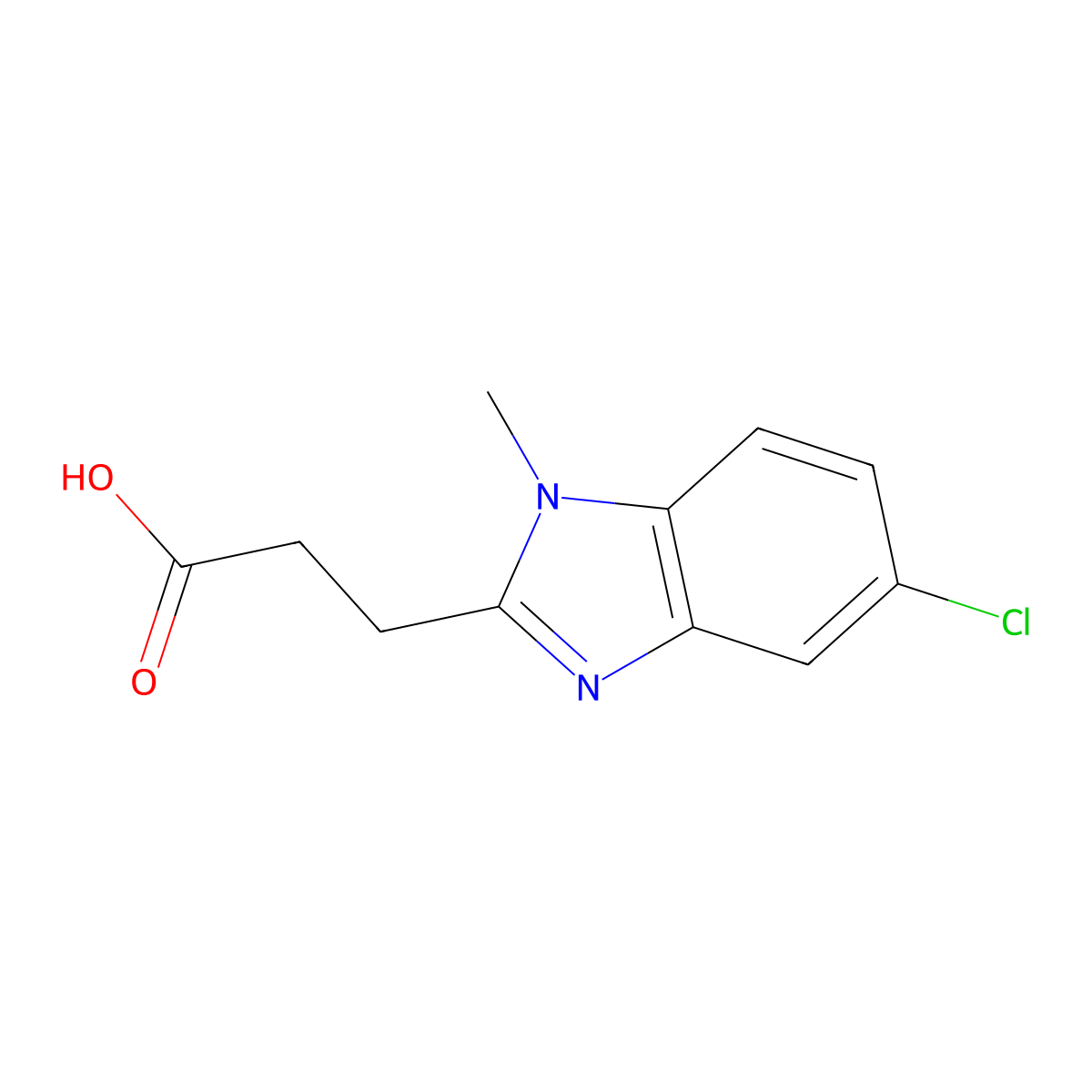 3-(5-chloro-1-methyl-1H-benzo[d]imidazol-2-yl)propanoic acid molecular structure, CAS 156213-02-4