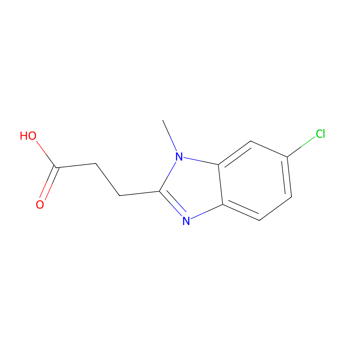 3-(6-chloro-1-methyl-1H-benzimidazol-2-yl)propanoic acid molecular structure, CAS 156213-03-5