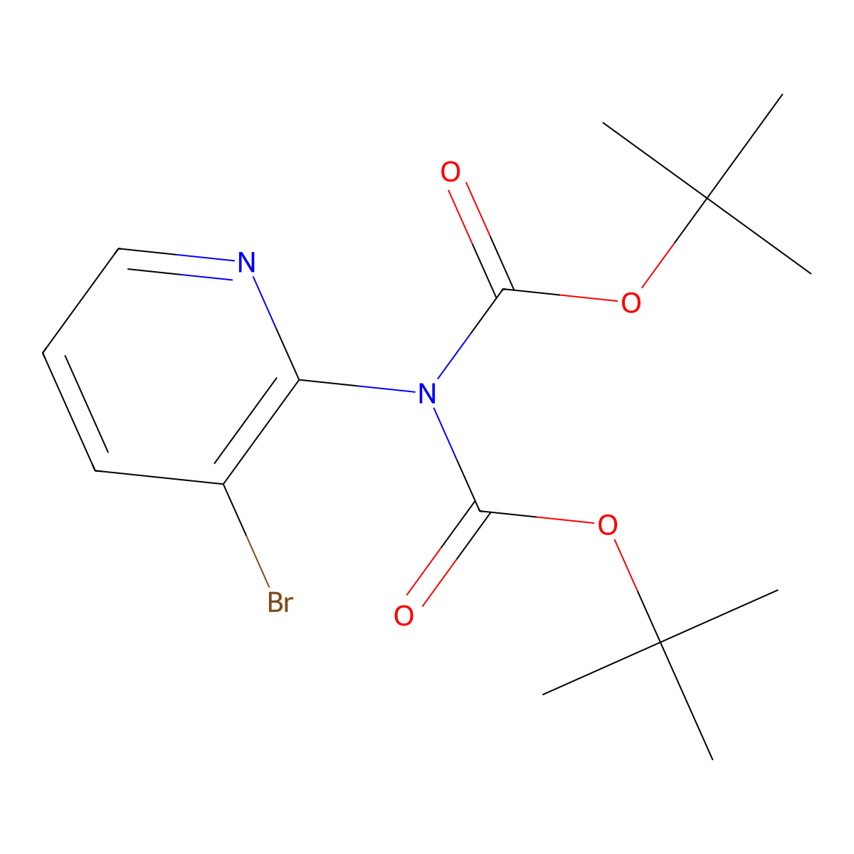 tert-Butyl N-(3-bromopyridin-2-yl)-N-[(tert-butoxy)carbonyl]carbamate molecular structure, CAS 1562232-95-4
