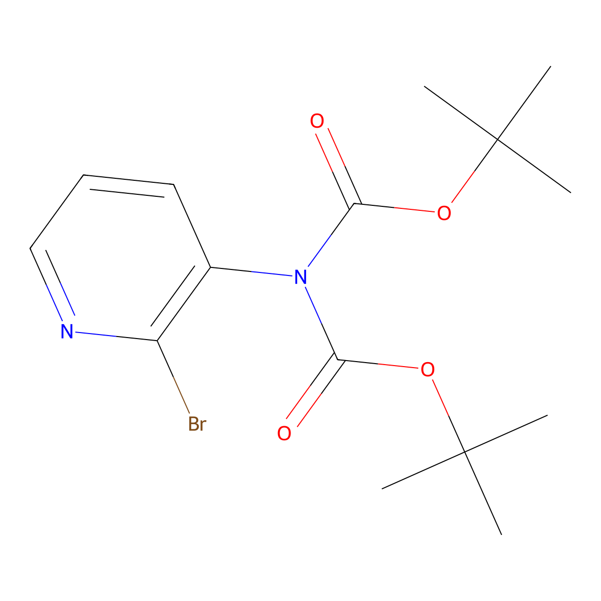 tert-Butyl N-(2-bromopyridin-3-yl)-N-[(tert-butoxy)carbonyl]carbamate molecular structure, CAS 1562233-04-8