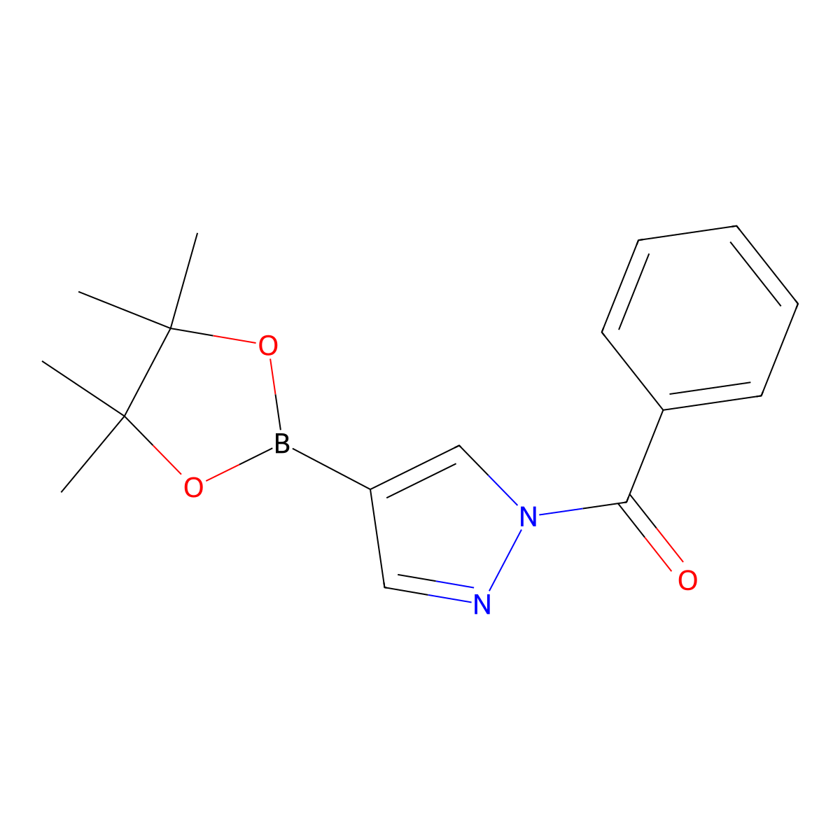 phenyl(4-(4,4,5,5-tetramethyl-1,3,2-dioxaborolan-2-yl)-1H-pyrazol-1-yl)methanone molecular structure, CAS 1562244-79-4