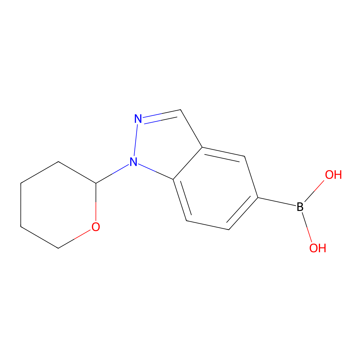 1-(Tetrahydro-2H-pyran-2-YL)-1H-indazole-5-boronic acid molecular structure, CAS 1562245-02-6