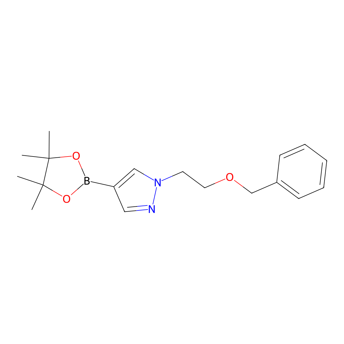 1-[2-(benzyloxy)ethyl]-4-(4,4,5,5-tetramethyl-1,3,2-dioxaborolan-2-yl)-1H-pyrazole molecular structure, CAS 1562305-15-0