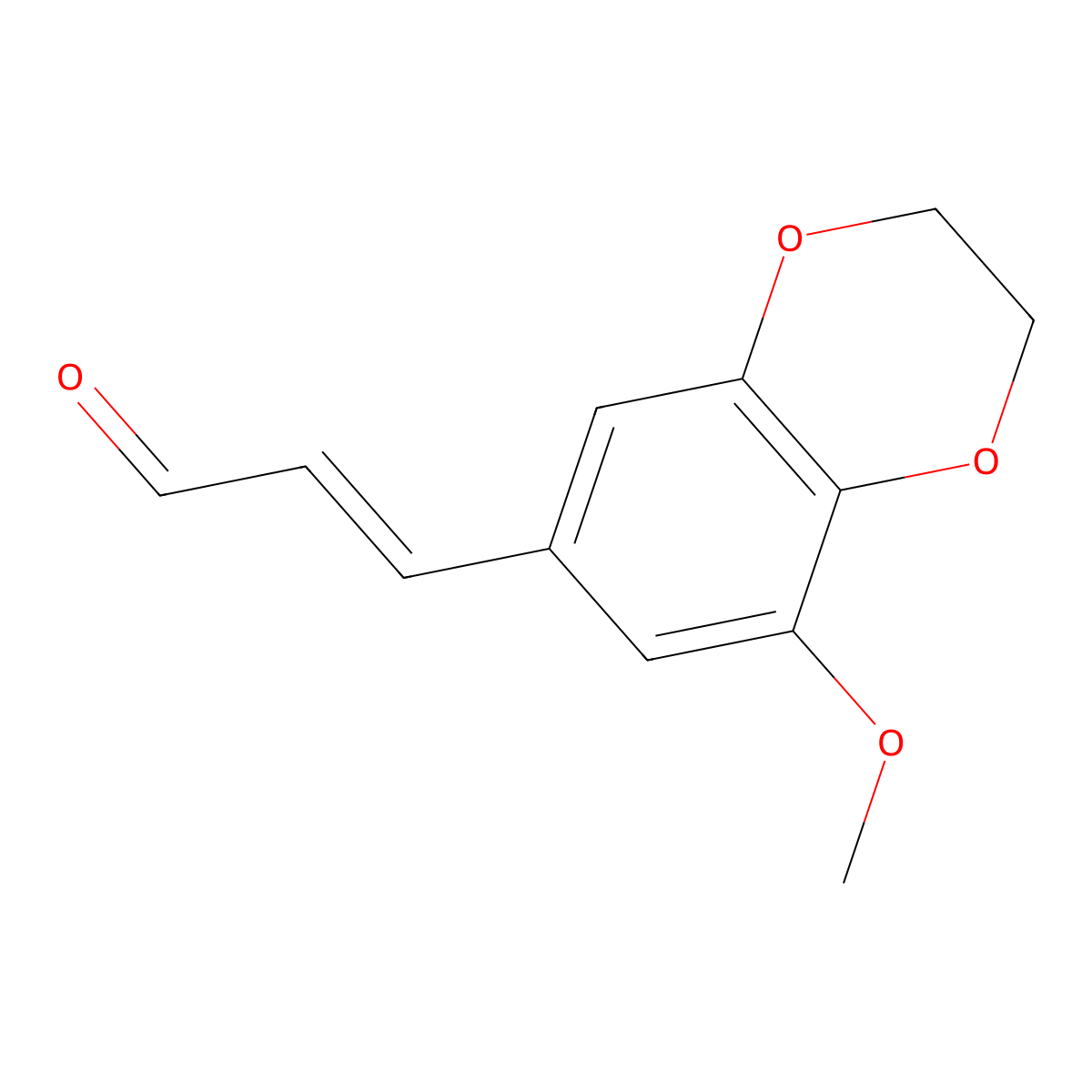 (2E)-3-(8-methoxy-2,3-dihydro-1,4-benzodioxin-6-yl)prop-2-enal molecular structure, CAS 1562309-96-9