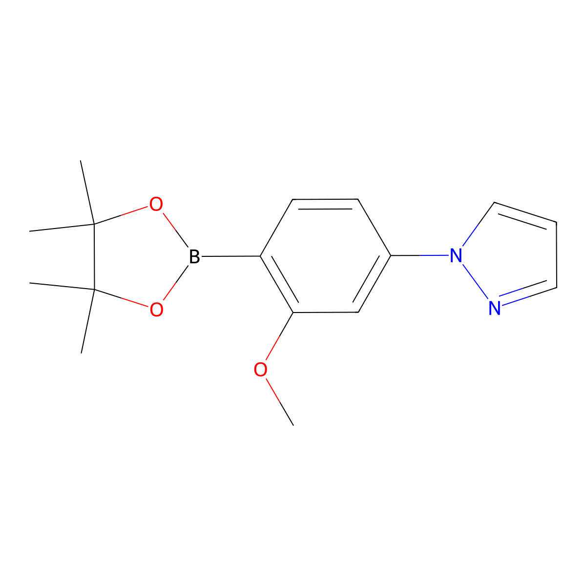 1-(3-methoxy-4-(4,4,5,5-tetramethyl-1,3,2-dioxaborolan-2-yl)phenyl)-1H-pyrazole molecular structure, CAS 1562338-80-0