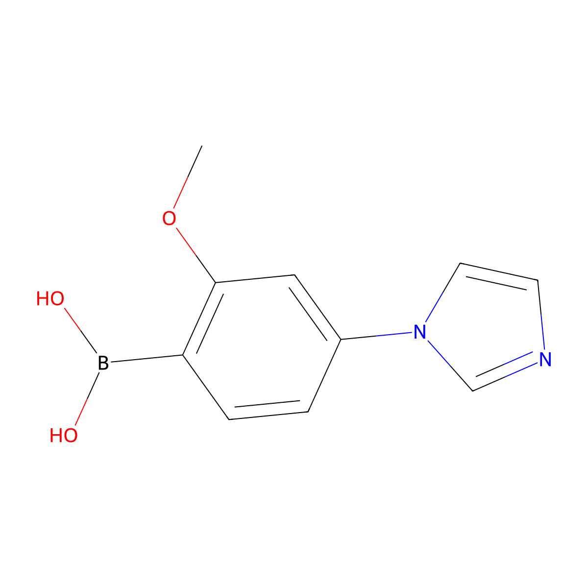 (4-(1H-imidazol-1-yl)-2-methoxyphenyl)boronic acid molecular structure, CAS 1562339-31-4