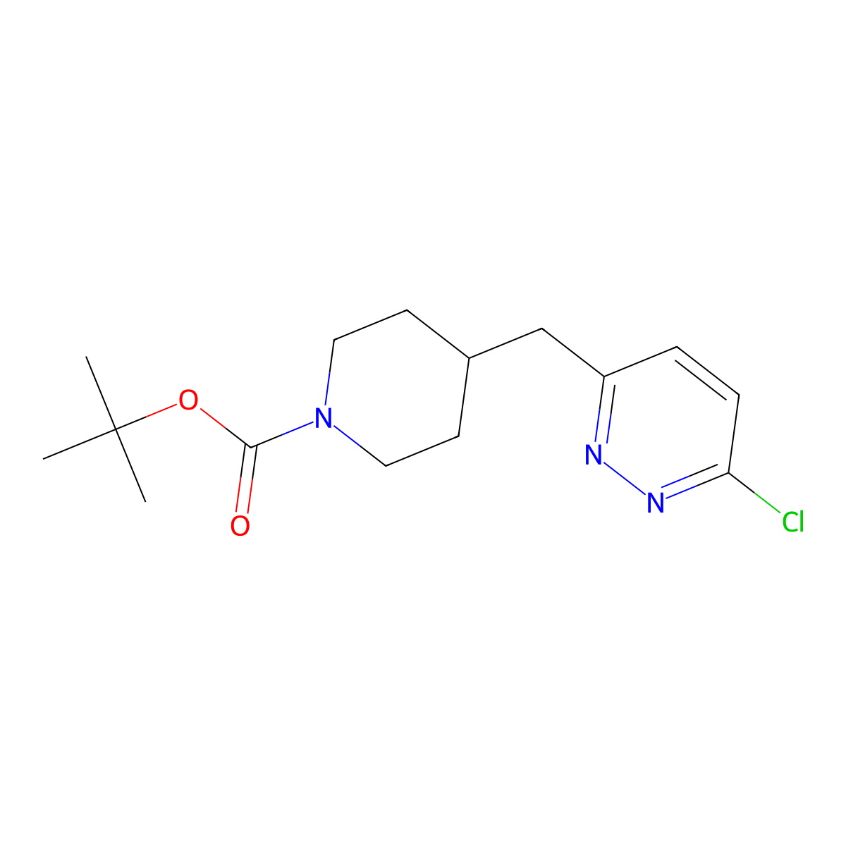 Tert-butyl 4-((6-chloropyridazin-3-yl)methyl)piperidine-1-carboxylate molecular structure, CAS 1562340-29-7