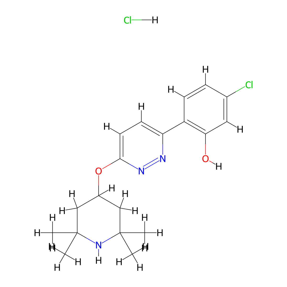 5-Chloro-2-(6-((2,2,6,6-tetramethylpiperidin-4-yl)oxy)pyridazin-3-yl)phenol hydrochloride molecular structure, CAS 1562343-70-7