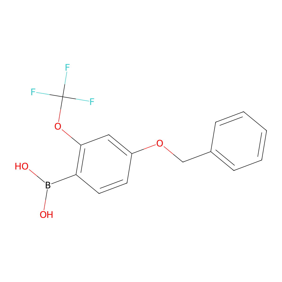 4-Benzyloxy-2-(trifluoromethoxy)phenylboronic acid molecular structure, CAS 1562343-86-5