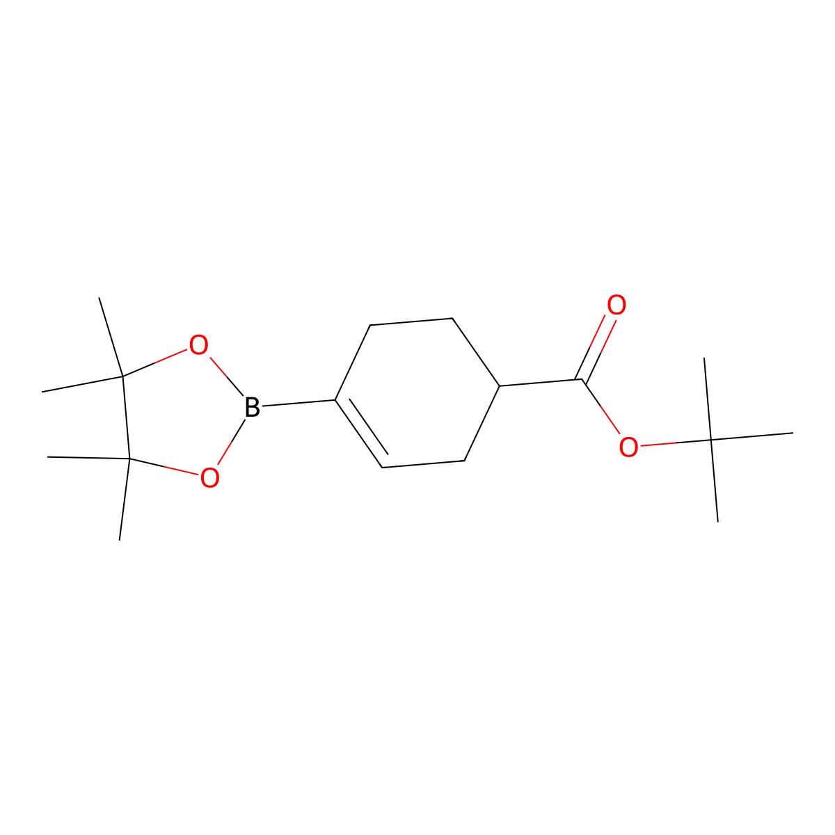 tert-Butyl 4-(4,4,5,5-tetramethyl-1,3,2-dioxaborolan-2-yl)cyclohex-3-enecarboxylate molecular structure, CAS 1562375-30-7