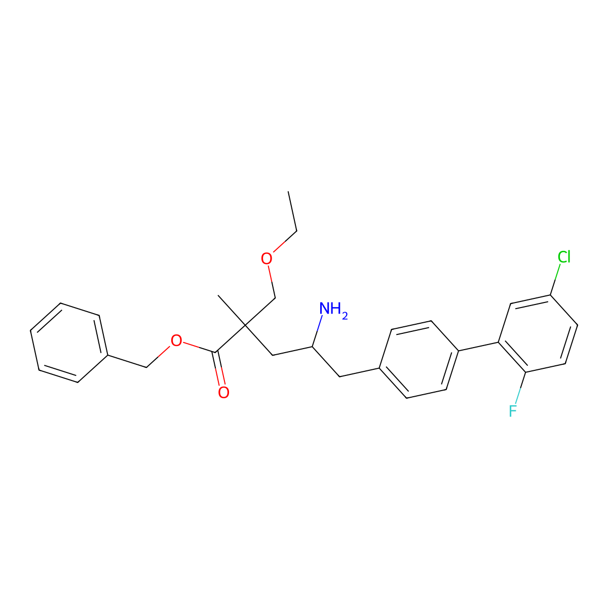 (2S,4R)-Benzyl 4-amino-5-(5'-chloro-2'-fluoro-[1,1'-biphenyl]-4-yl)-2-(ethoxymethyl)-2-methylpentanoate molecular structure, CAS 1562405-20-2