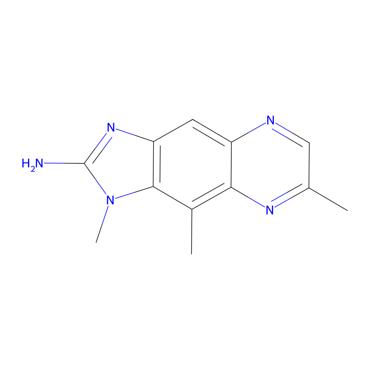 2-Amino-1,7,9-trimethylimidazo(4,5-g)quinoxaline molecular structure, CAS 156243-39-9