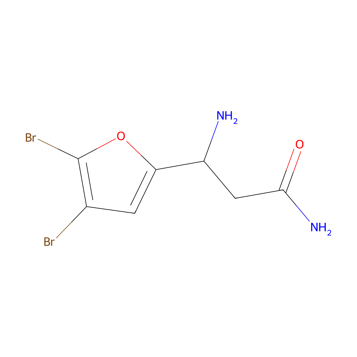 (3R)-3-Amino-3-(4,5-dibromofuran-2-YL)propanamide molecular structure, CAS 1562434-15-4