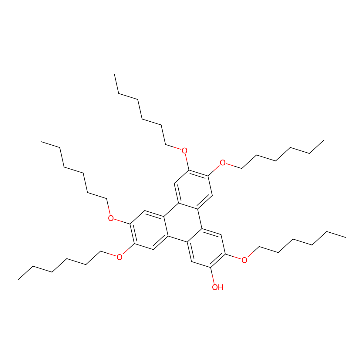 2-Hydroxy-3,6,7,10,11-pentakis(hexyloxy)triphenylene molecular structure, CAS 156244-98-3