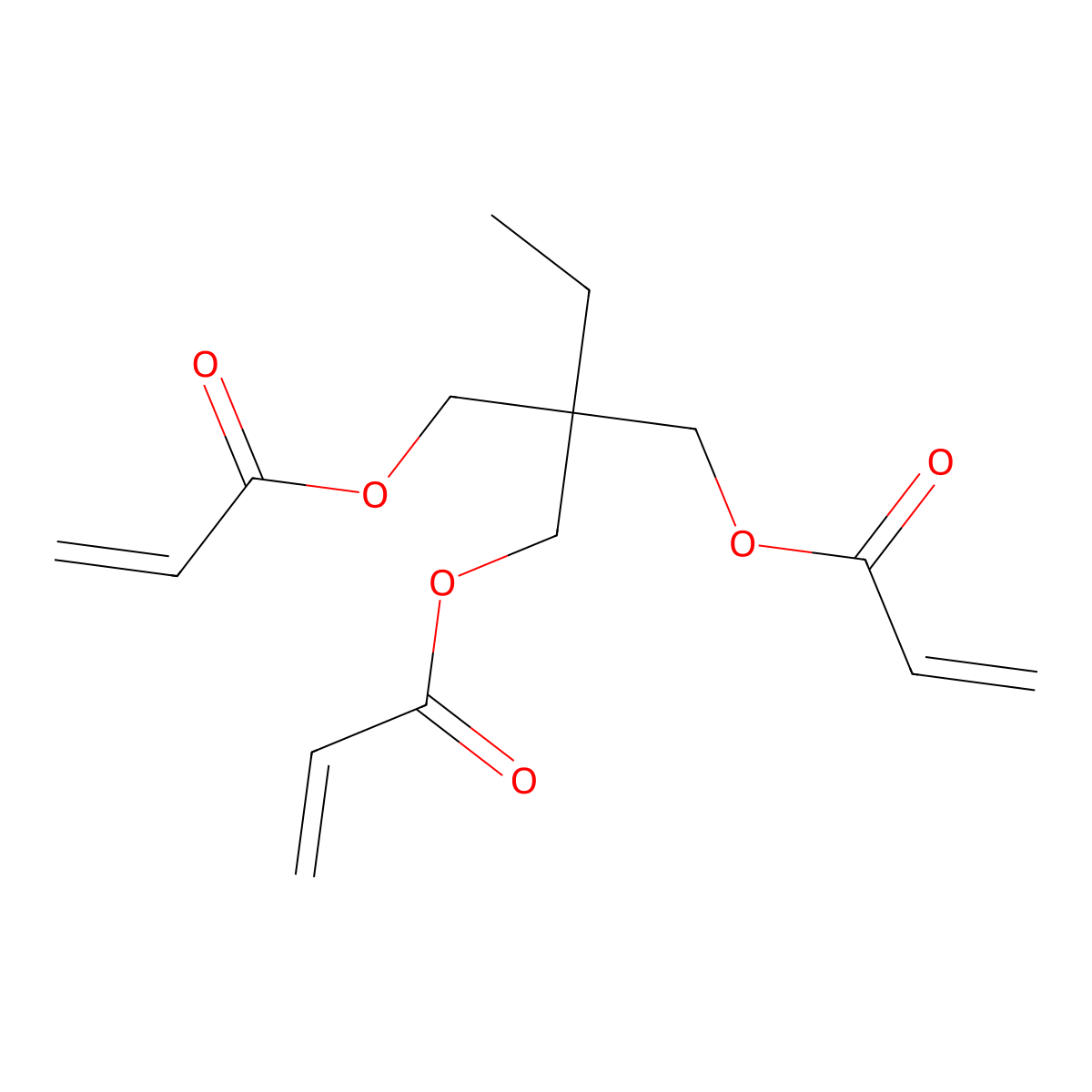 Trimethylolpropane triacrylate molecular structure, CAS 15625-89-5