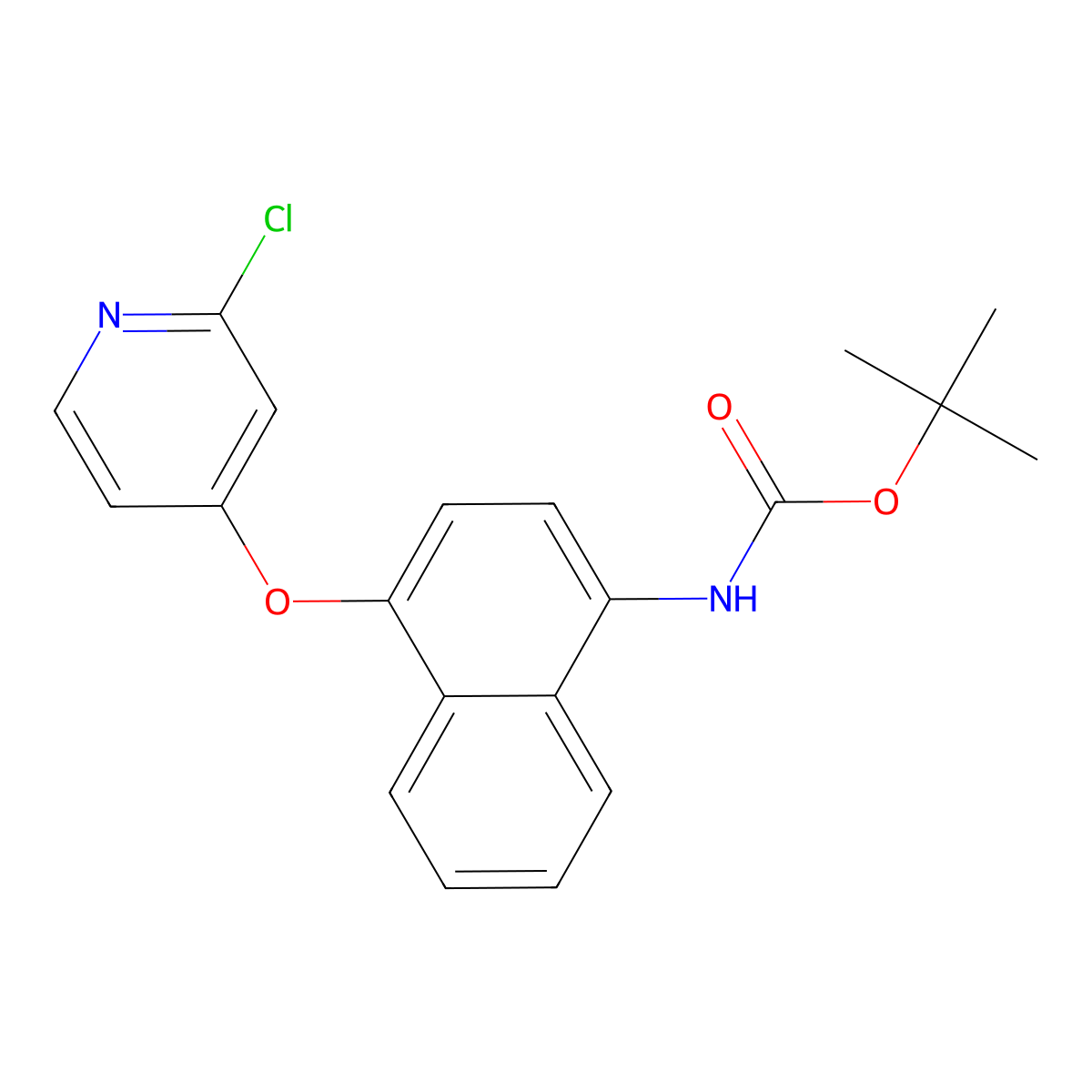 Tert-butyl 4-(2-chloropyridin-4-yloxy)naphthalen-1-ylcarbamate molecular structure, CAS 1562519-39-4
