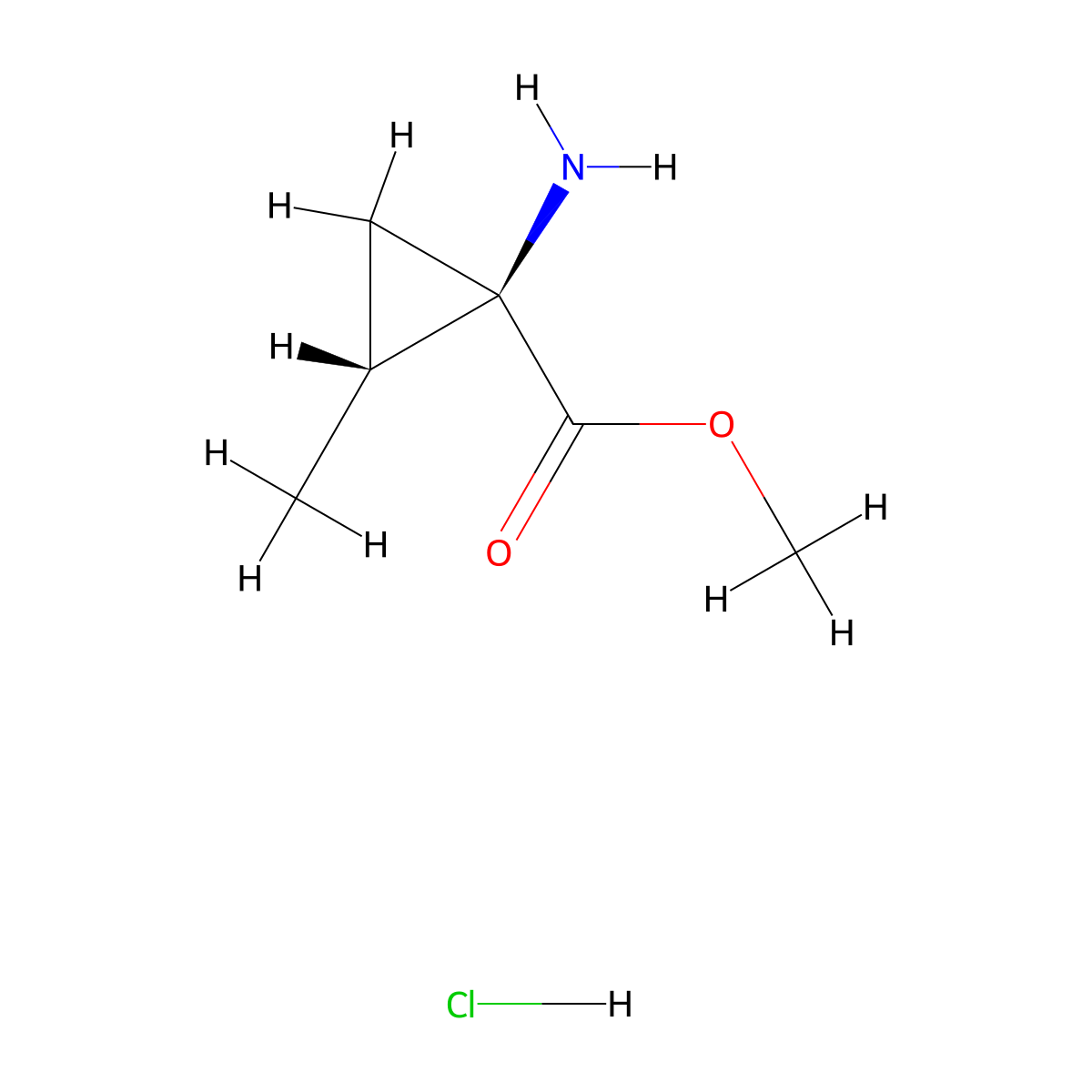Cyclopropanecarboxylic acid, 1-amino-2-methyl-, methyl ester, hydrochloride, trans-(9CI) molecular structure, CAS 156258-66-1